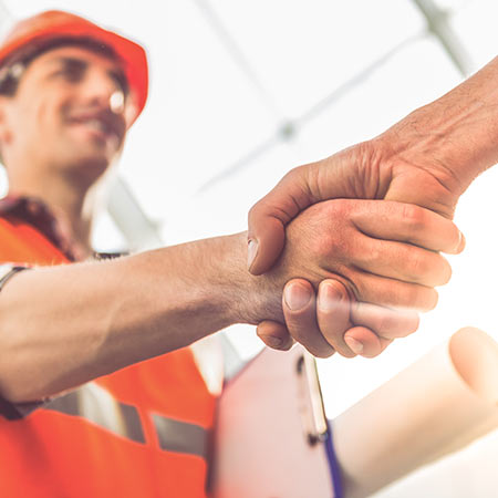 Contractors shaking hands